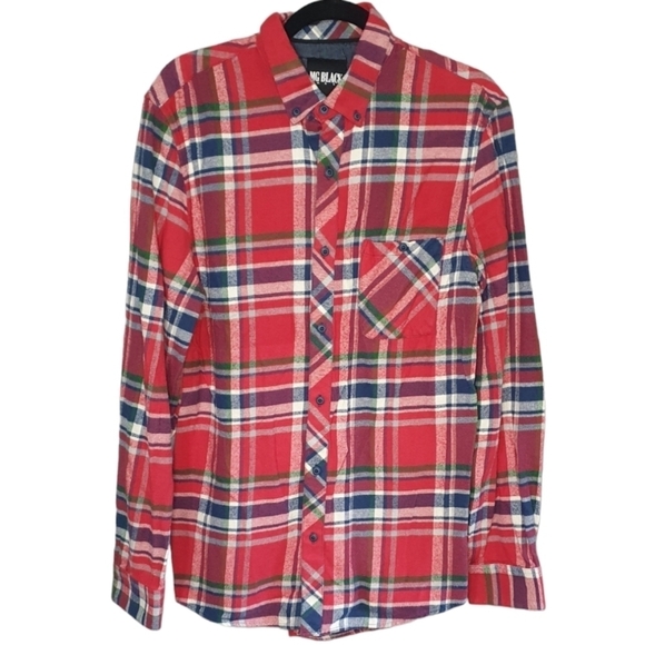 MG BLACK LABEL Plaid Button down Shirt Red Men's‎ Size L - Picture 1 of 8